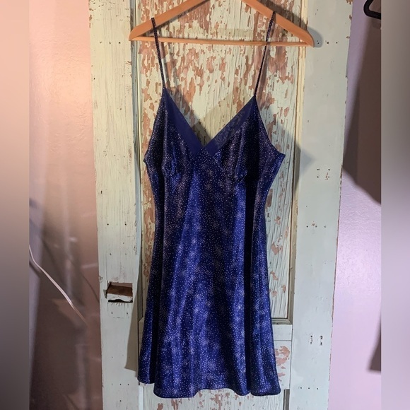 Women’s Adonna navy blue with white stars cami slip gown - Picture 1 of 5